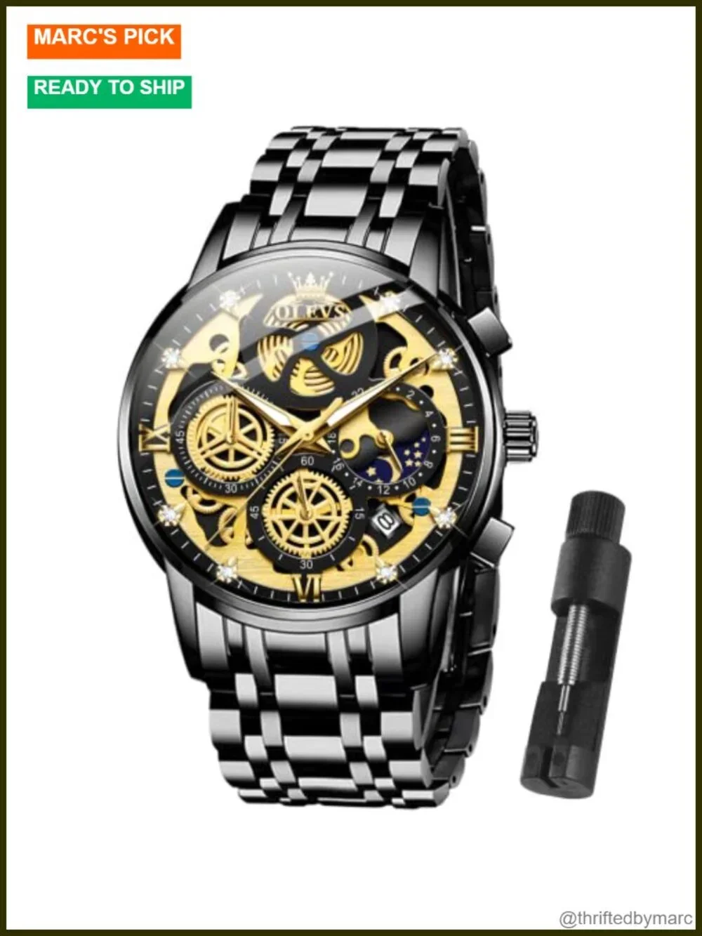 Luxury Chronograph Stainless Steel Watch with Date Business Classic Dress Watch